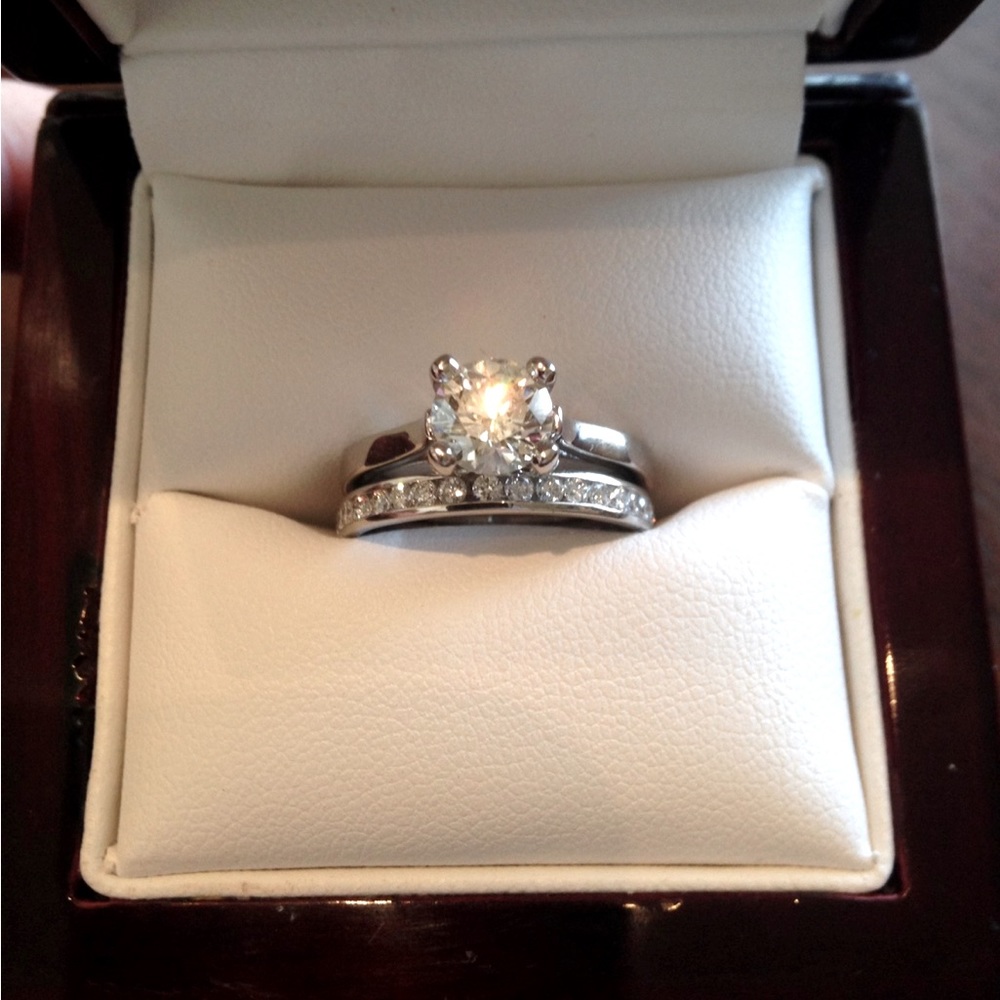 1.69 Carat TW Palladium Wedding Set